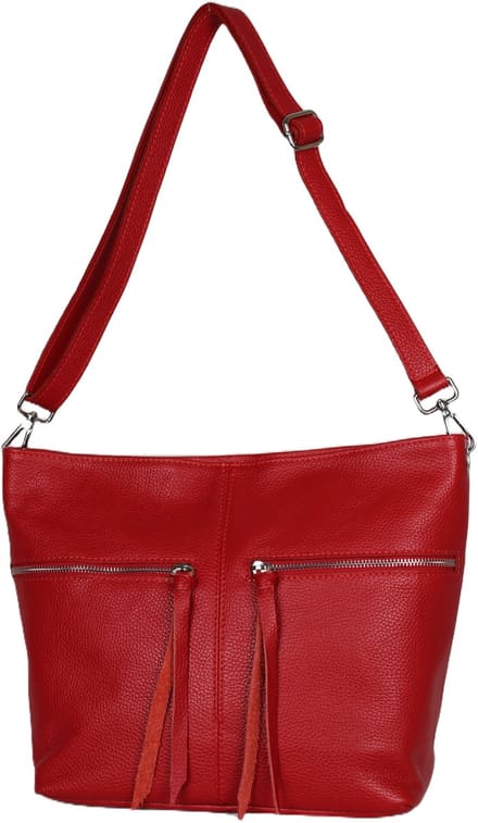 AmbraModa GLX06 - Dames Schoudertas - Crossbodytas - Italiaanse tas van echt leer - Rood
