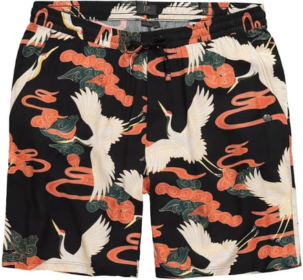 JP 1880 - Heren - Bermuda viscose all-over print relaxed fit - Zwart - Maat 4XL
