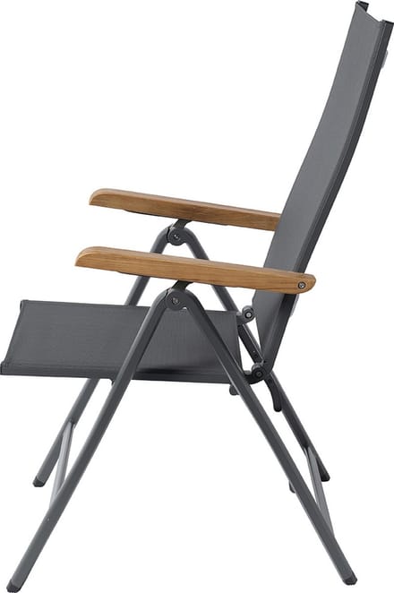 Brulo - Aluminium tuinstoel - ligstoel - strandstoel opvouwbaar - ligstoel- teak Grijs