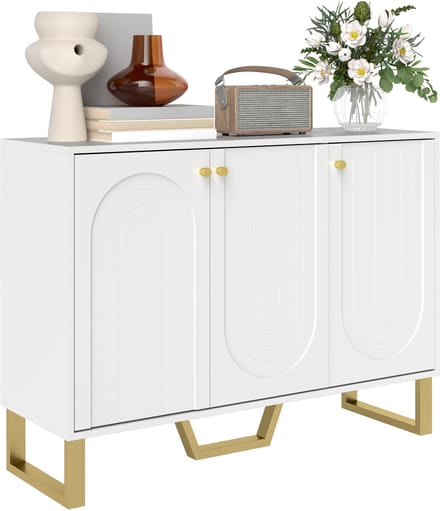 HOMCOM Dressoir - MDF - 106,5 x 35 x 77,5 cm - Wit