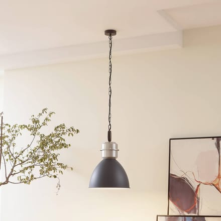 Lucande hanglamp Kaeloria, zwart/zilver, aluminium, Ø 35 cm