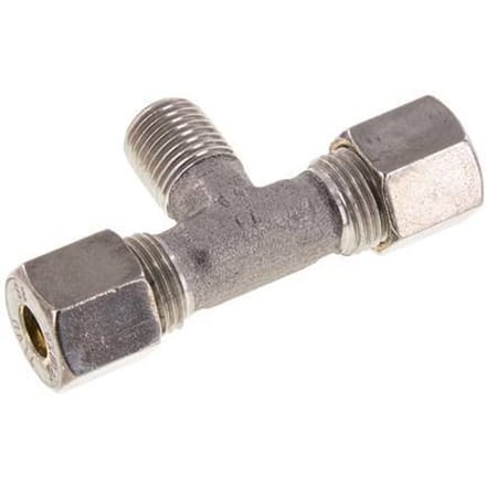 8S & M14x1.5 (con) RVS T-stuk Knelfitting Buitendraad 500bar ISO 8434-1