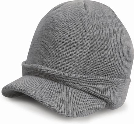 Result Wintermuts - met visor klep - grijs - volwassenen - polyacryl - heren / dames muts