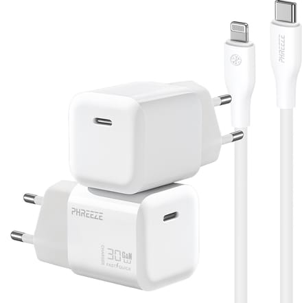 30w usb C adapter GaN set geschikt voor iPhone en iPad met Lightning naar usb C kabel 1 meter