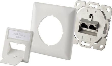 Renkforce Netwerkdoos Inbouw (in muur) Inzet CAT 6A 2 poorten Wit