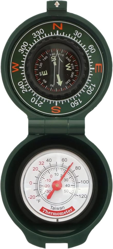 Kompas met thermometer - 2-in-1 buitengereedschap