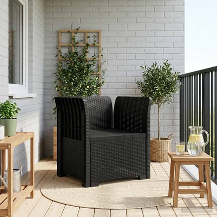 vidaXL - Eén-zits - Fauteuil - Rieten - Look - PP - Antraciet