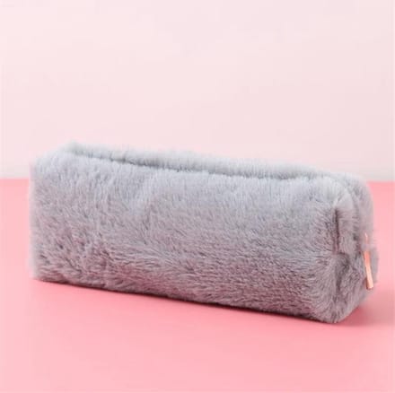 Fluffy Etui met Vacht - 21x9 cm - Grijs