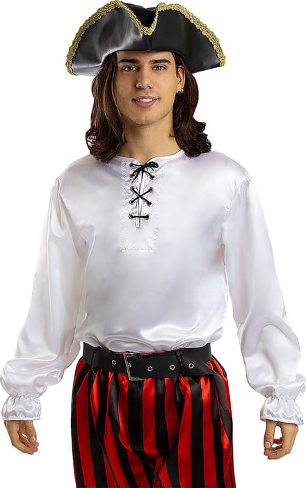 FUNIDELIA Wit piraten shirt voor mannen Zeerover - Maat: M - Wit