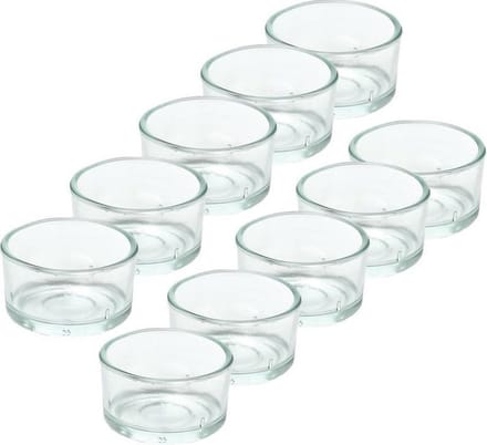 Trend Candles theelichthouder - 10x - glas - transparant - 4x3 cm - waxinelicht