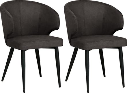 Colenis Sara Eetkamerstoelen Set van 2 – Grijs Linnen – Zwarte Poten