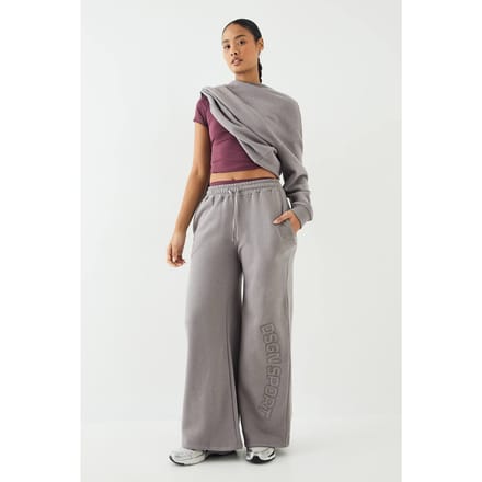 Dames DSGN Studio Self Fabric Applique Wijde Pijp Jogger | Charcoal | Maat: 3XL