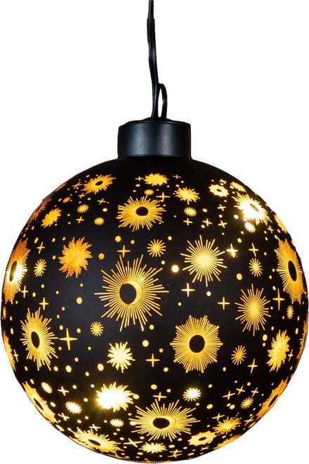 Anna Collection Verlichte bal/kerstbal - zwart kosmos - 10 cm - bewegend licht - warm wit