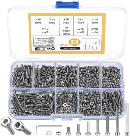 Complete Set van 820 Stuks M2 Inbussleutels, RVS Moeren, Schroeven en Ringmoeren, Perfect voor Klusprojecten