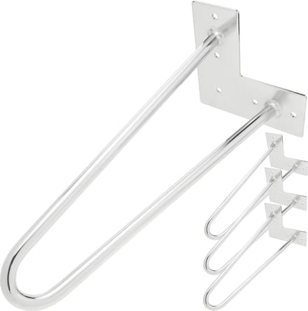 PrimeMatik - Tafel- en meubelpoten Verchroomde poten 2 stangen 41 cm 4-pack