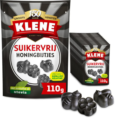 Klene Honingbijtjes - Drop - Honing - Suikervrij - 12x110g