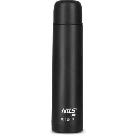 Nils Camp Thermos 1L Zwart - RVS, Warm/Koud tot 24u
