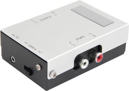 AV:Link STP-2 phono-voorversterker met RIAA-correctie en aardklem voor platenspeler