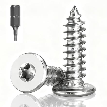 100x RVS Houtschroeven M5x30mm Platte Kop Torx Verzonken Volledig Draad