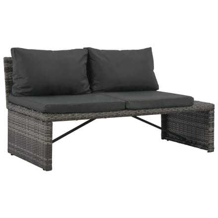 vidaXL - Loungeset - met - kussens - 3-delig - poly - rattan - grijs