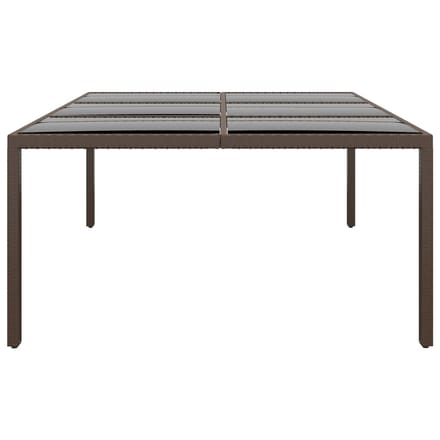 vidaXL - Tuintafel - met - glazen - blad - 200x150x75 - cm - rattan - bruin