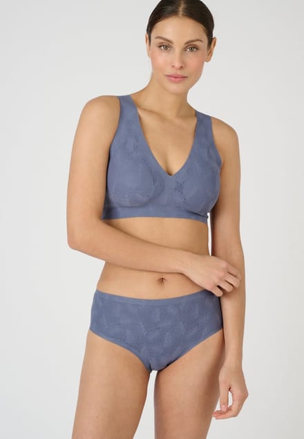 Damart - Midi-slip met kanteffect - Dames - Blauw - S