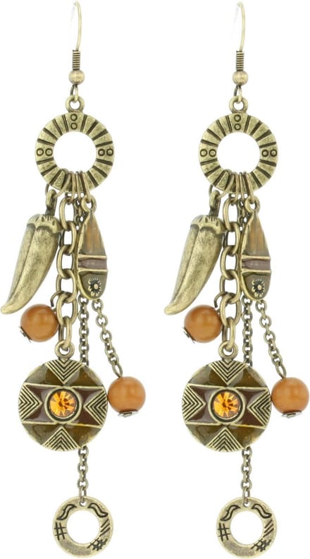 Behave - Oorbellen retro stijl bronskleur bruin - Boho statement look