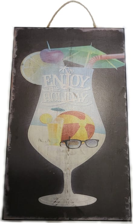 wandbordje - hout - summer - coctail - 24x15