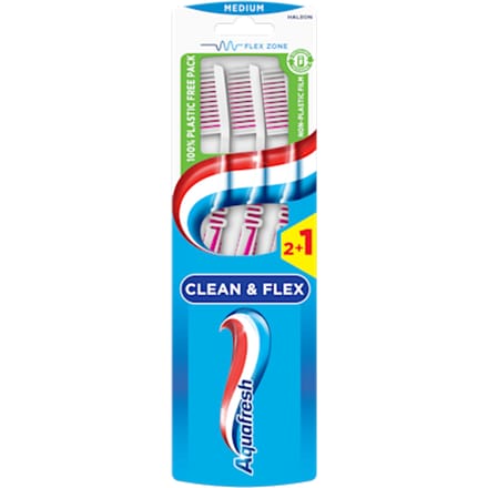 Aquafresh Tandenborstel - Clean & Flex - Medium - 3 stuks