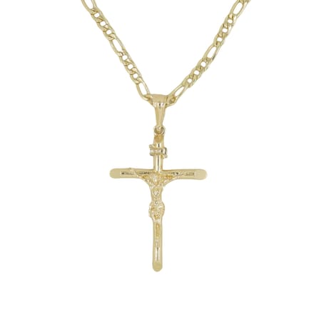 Vergulde ketting Jezus Hanger Kruis ketting beige