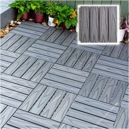 Houten Dektegels - Buiten vloer - Balkon Decoreren - Waterdicht Composiet - 10 stuks - Grijs