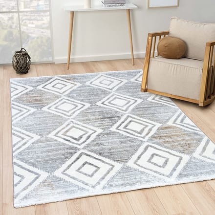 Flycarpets Grace Vloerkleed Geruit - Grijs - Laagpolig - 200x290 cm