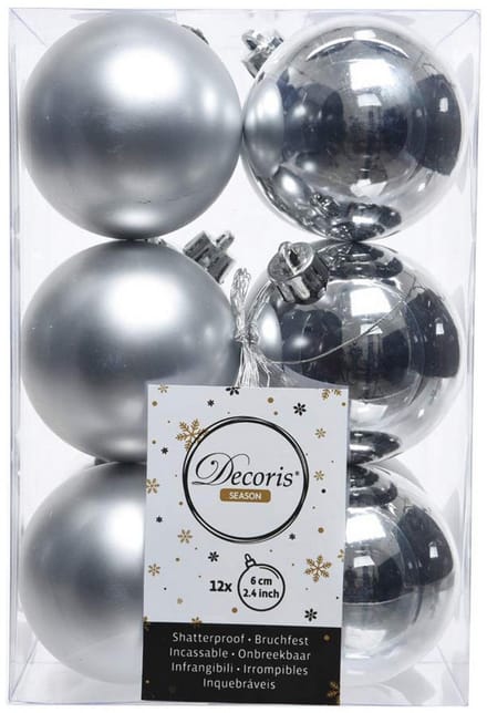 Decoris  kerstballen - 12 stuks - kunststof - 6cm