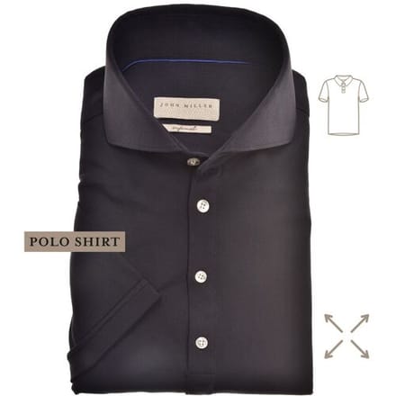 John Miller Polo Short Sleeve Slim Stretch Zwart / male