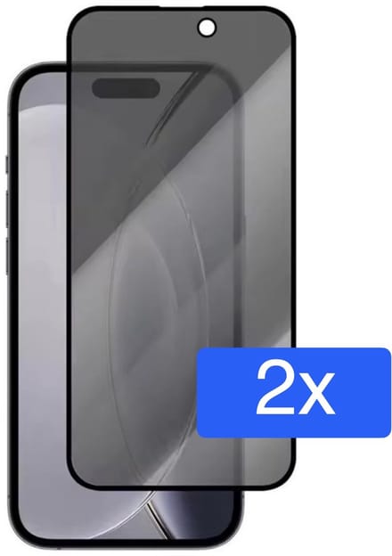 2x Privacy Screen protector Geschikt voor iPhone 17 Pro Max - Screenprotector Privacy Glas geschikt voor iPhone 17 Pro Max - Geschikt voor iPhone 17 Pro Max Screenprotector Privacy - Privacy Glass - Edge to Edge - ESD technologie