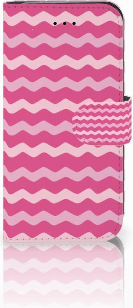 Book Case voor iPhone 7 | 8 | SE (2020) | SE (2022) Telefoon Hoesje Waves Pink