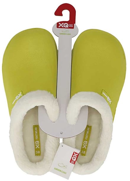 XQ tuinklompen dames - apple green uni - met bont - maat 37