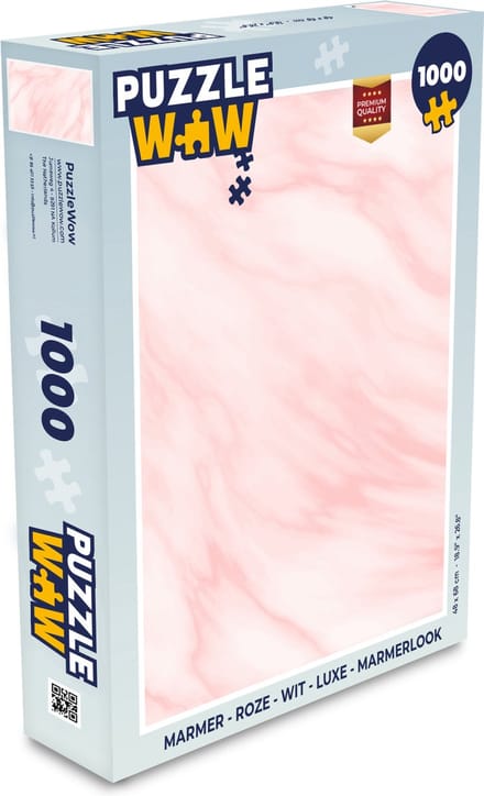 Puzzel Marmer - Roze - Wit - Luxe - Marmerlook - Legpuzzel - Puzzel 1000 stukjes volwassenen