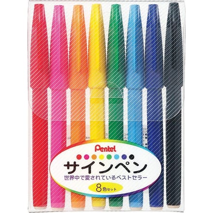 Pentel Sign S520 pennen - 8 Kleuren Set