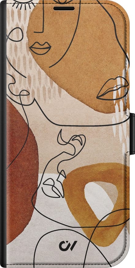 Bookcase hoesje met pasjes - Geschikt voor Apple iPhone 11 - Abstract Shape Faces - Bruin - - Kunstleer - Casevibes