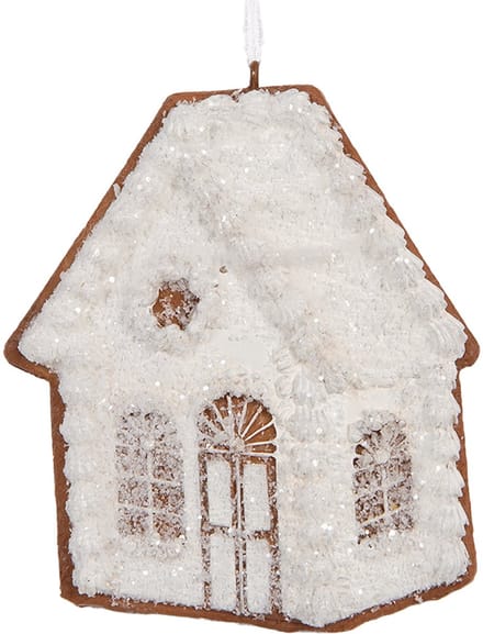 Clayre & Eef Kersthanger Gingerbread house 9x1x10 cm Wit Kunststof