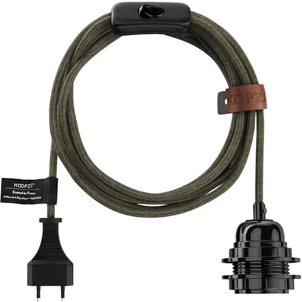 4.5m Fabric Electricity Cable - E27 Fitting with Switch for Pendant Lights, Wall Lamps and Mood Lighting