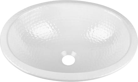 Ovale Wasbak - Badkamer Wastafel - Badkamer Vernieuwen - Handgehamerd Design - 43 cm - Wit