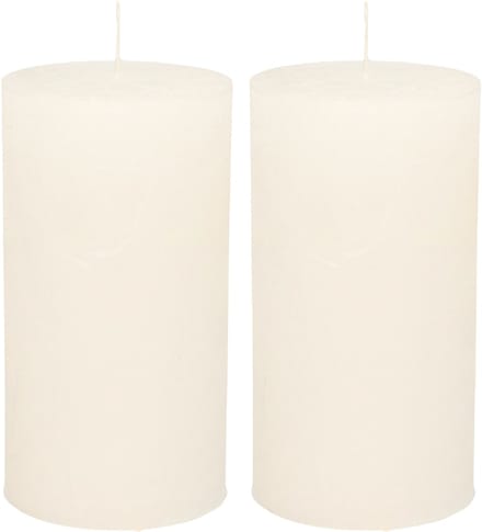 Atmosphera Stompkaars/cilinderkaars - 2x - wit - 7 x 13 cm - rustiek model