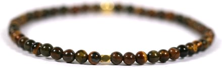 Heren armband goud edelsteen tijgeroog 4mm - Ibizamen 19cm