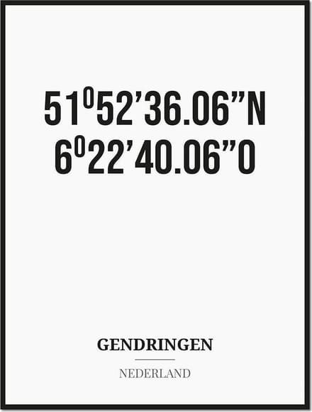 Poster/kaart GENDRINGEN met coördinaten