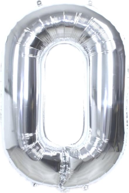 Finnacle - Cijferballon - Folieballon - 70cm - Zilver - Cijfer 0
