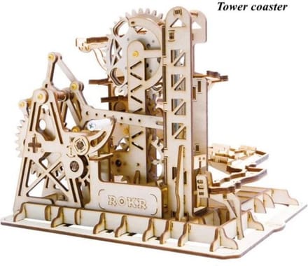 Robotime Tower Coaster - Rokr - Marble rush - Knikkerbaan - Houten puzzel - Volwassenen - 3D puzzel - Modelbouw - DIY