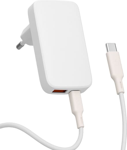 YSONIC Platte 65W Snellader met 2 Meter USB-C Kabel – Type-C Adapter & Oplader Charge Geschikt voor Smartphones, Tablets & Laptop – Wit