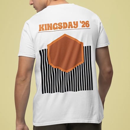 Wit T-shirt Koningsdag '26 Oranje 2XL